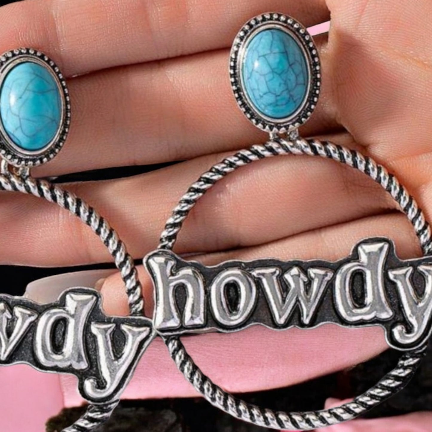 Howdy Wild West Drop Hoop Earrings