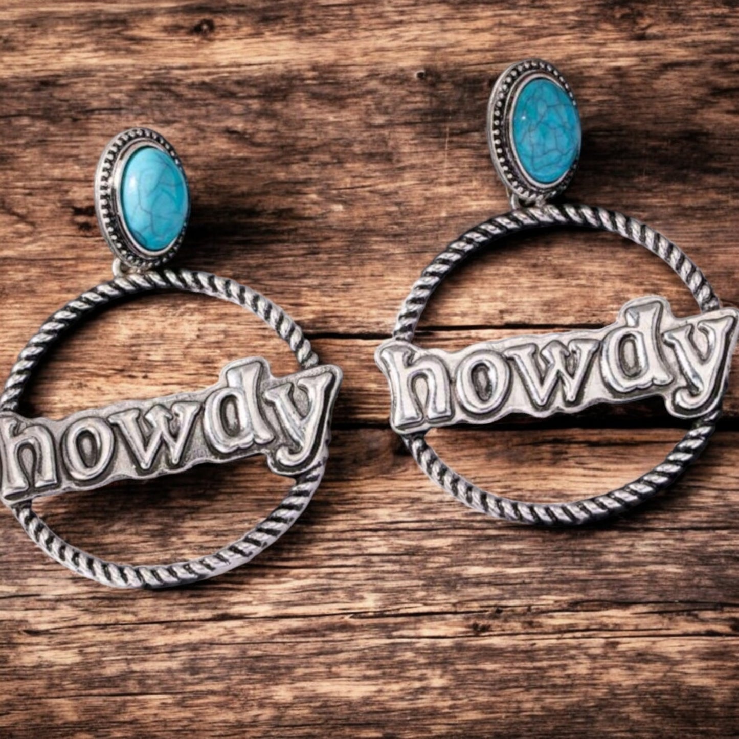 Howdy Wild West Drop Hoop Earrings