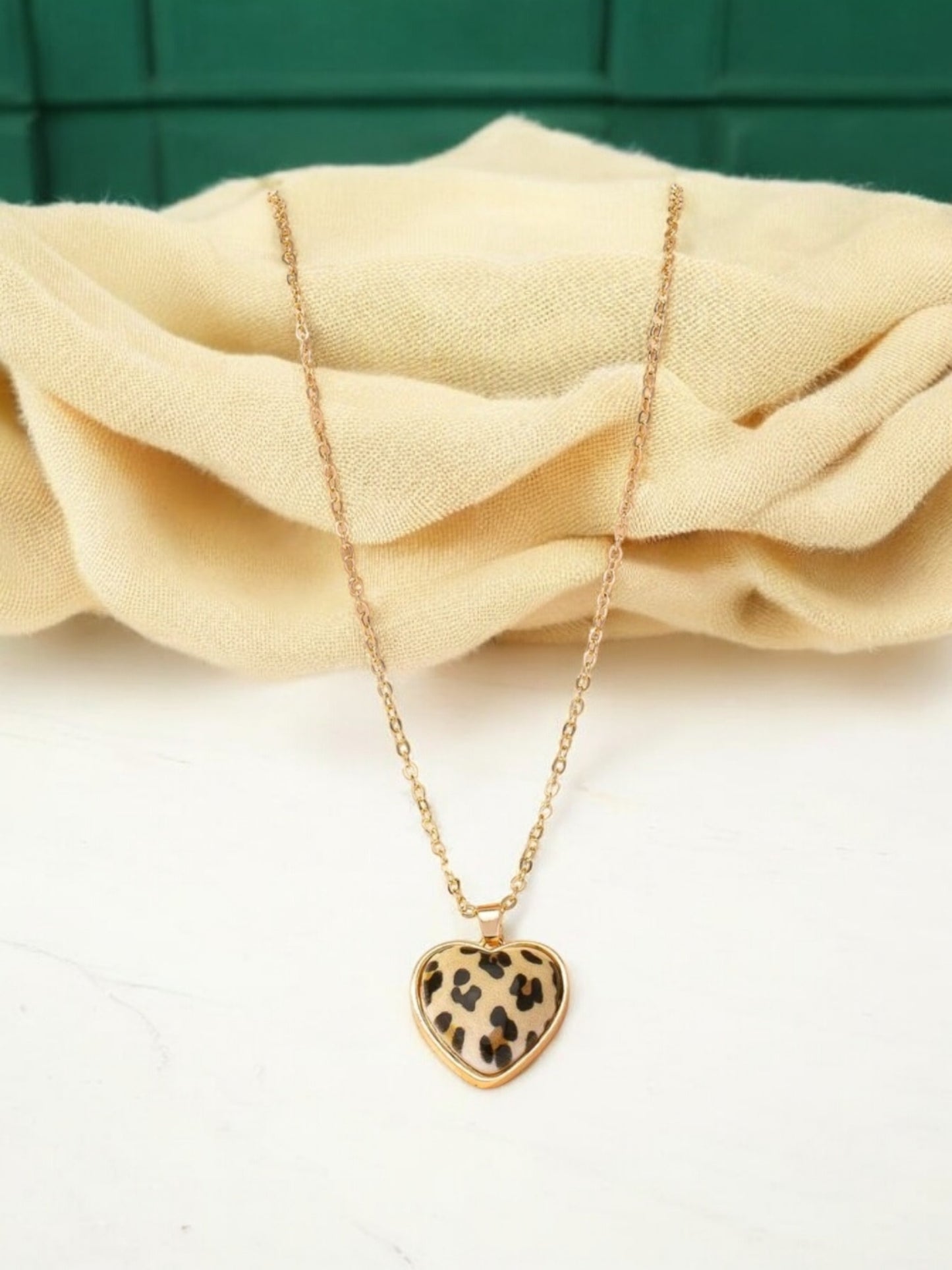 Deep In The Wild Dainty Leopard Heart Necklace