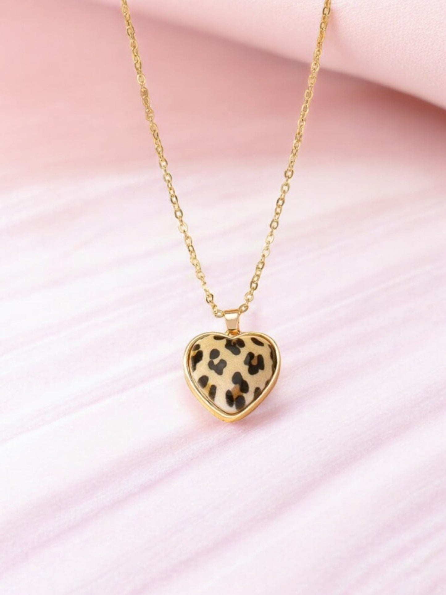 Deep In The Wild Dainty Leopard Heart Necklace