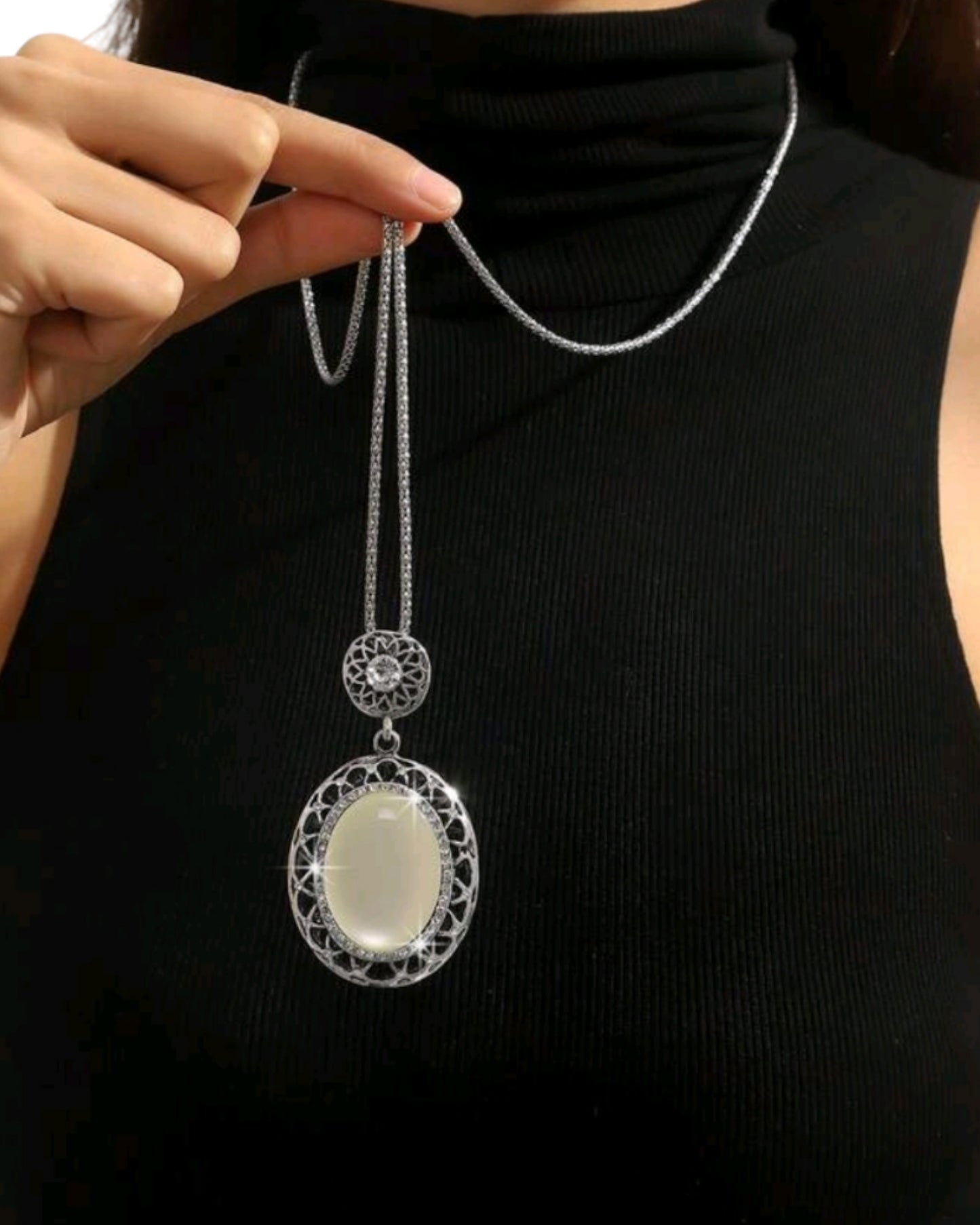 A Milky Touch Long Fashion Pendant Necklace