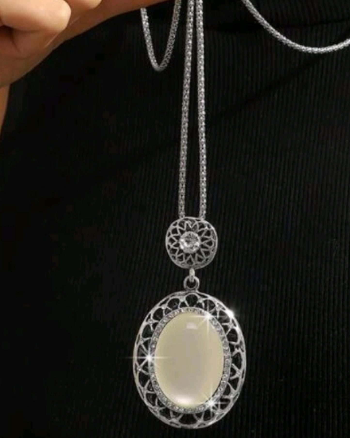 A Milky Touch Long Fashion Pendant Necklace