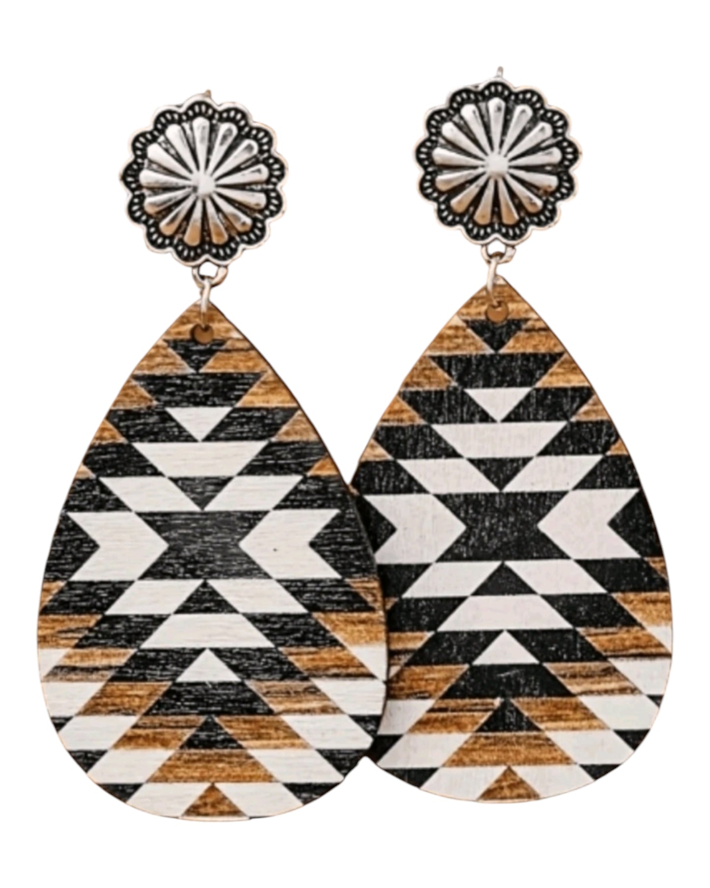 Lightweight Western Aztec Wood Earrings