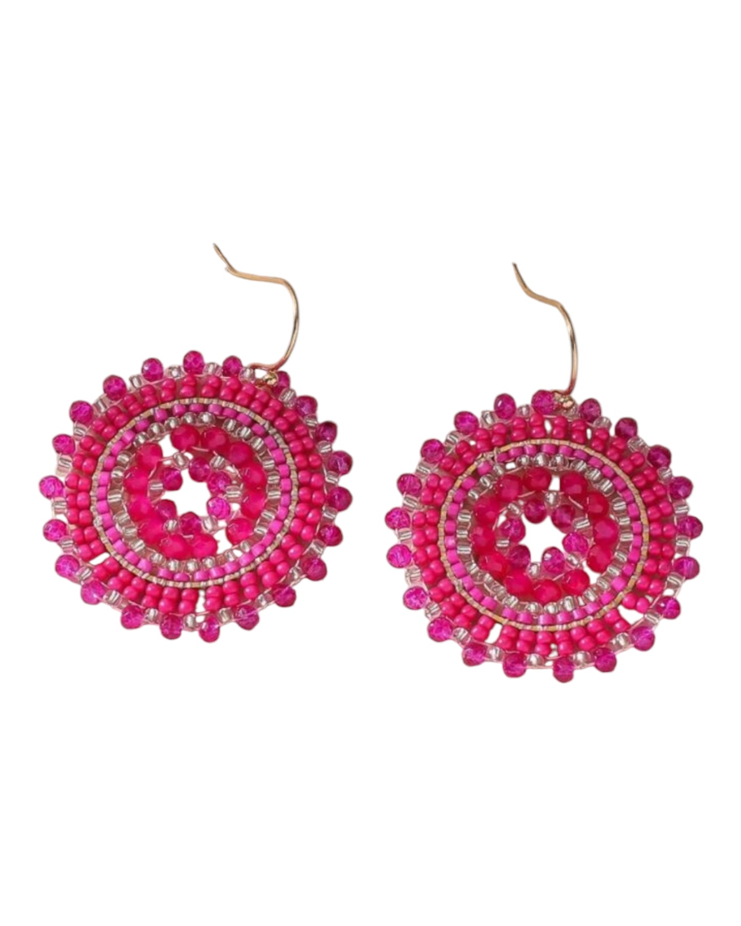 Burst of Love Circular Style Bead and Pearl Drop Lightweight Earrings