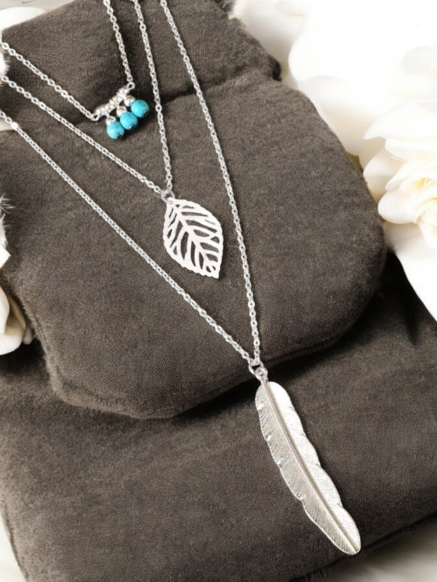 Feather Together 3 Piece Fashion Necklace