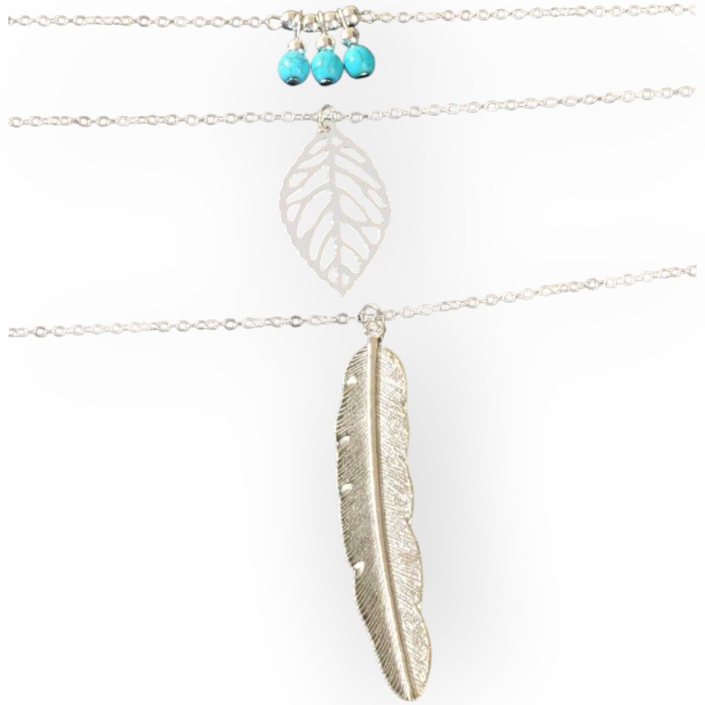 Feather Together 3 Piece Fashion Necklace