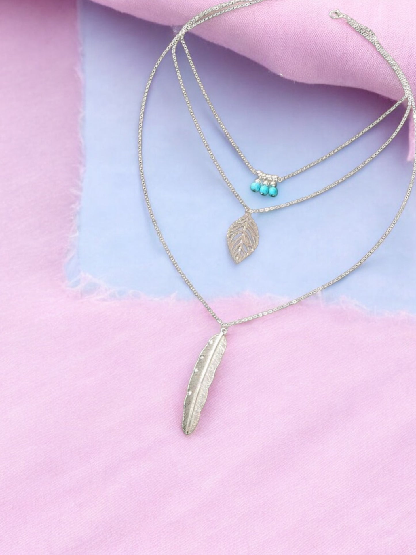 Feather Together 3 Piece Fashion Necklace