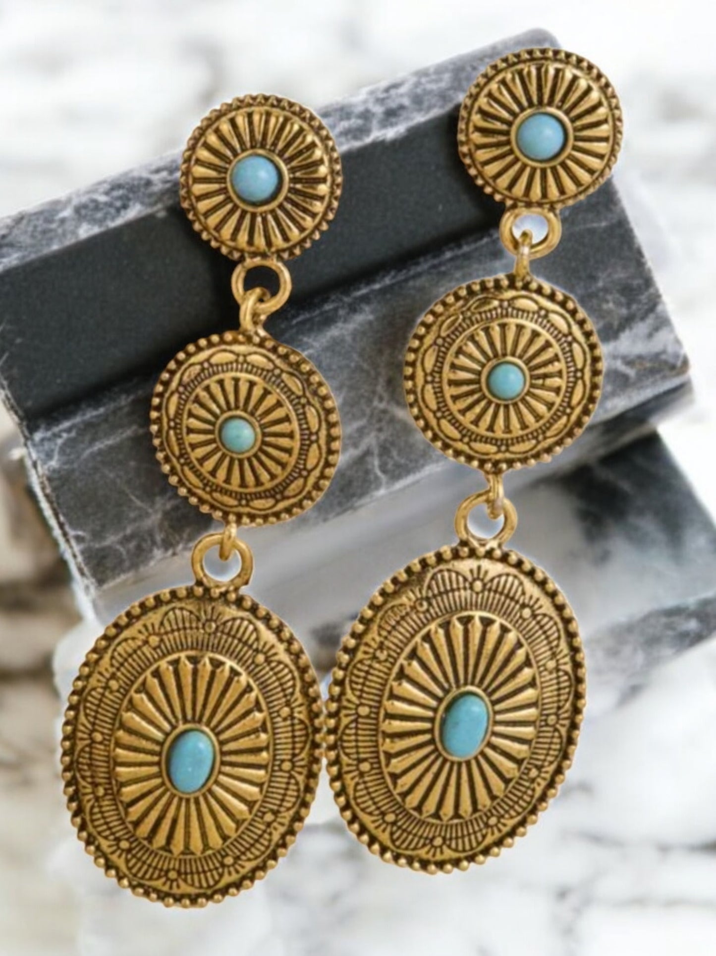 Ancient Royalty Drop Shield Fashion Earrings