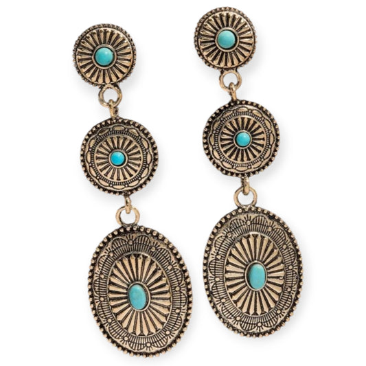 Ancient Royalty Drop Shield Fashion Earrings