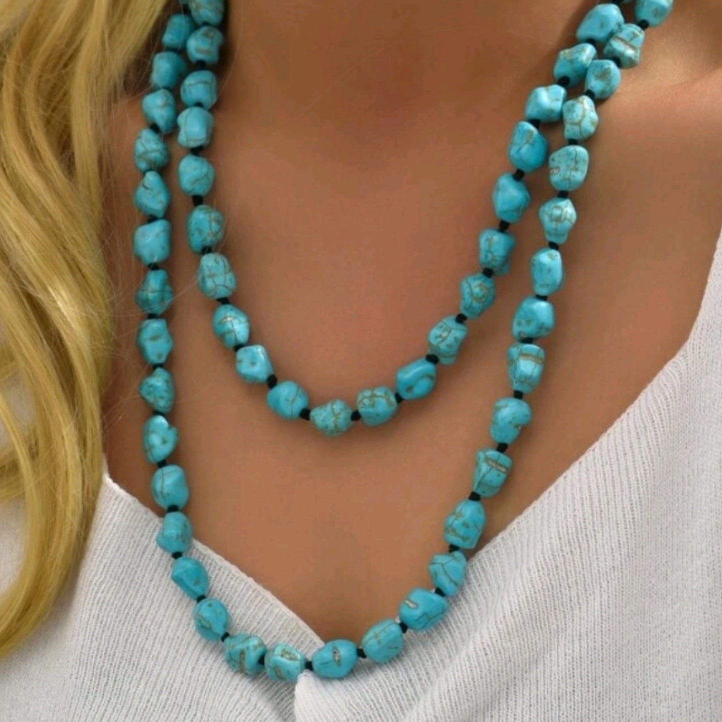 Crackled Perfection Faux Stone Long Strand Necklace