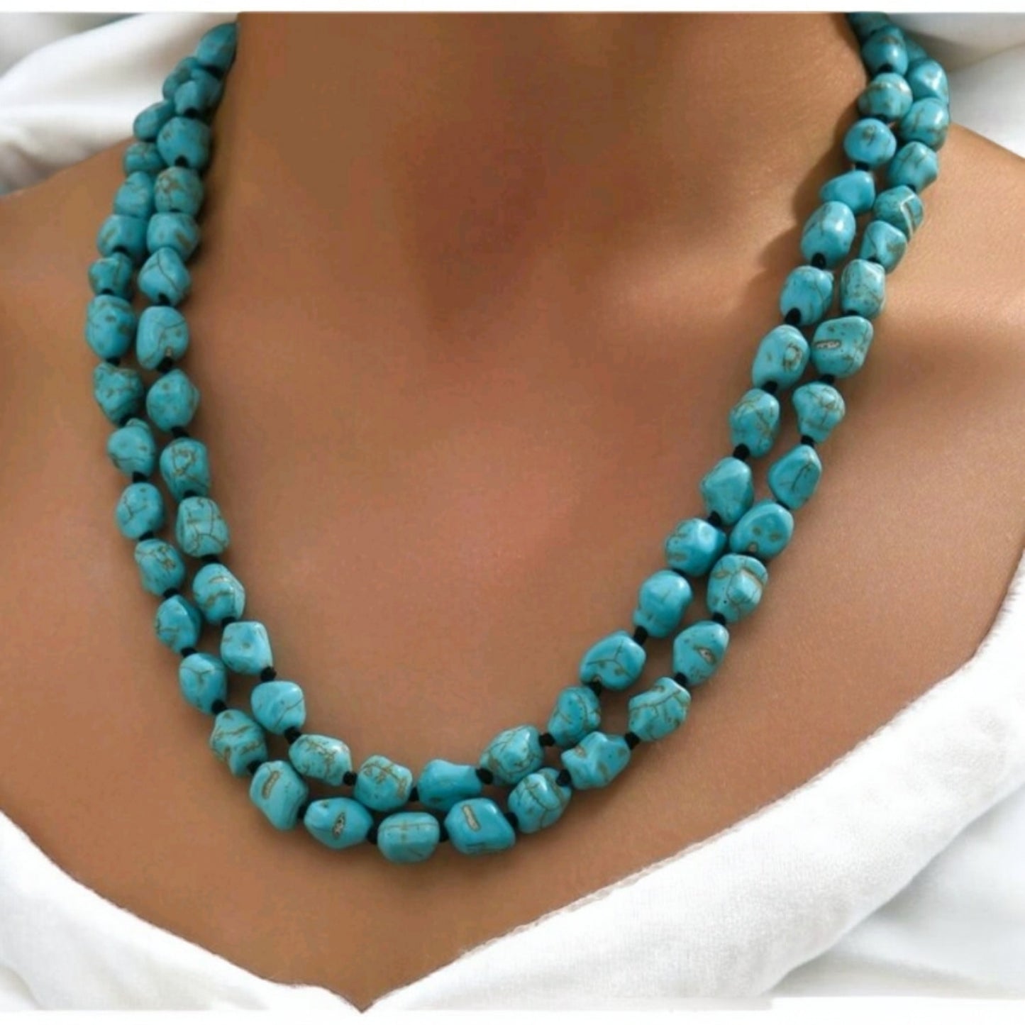 Crackled Perfection Faux Stone Long Strand Necklace