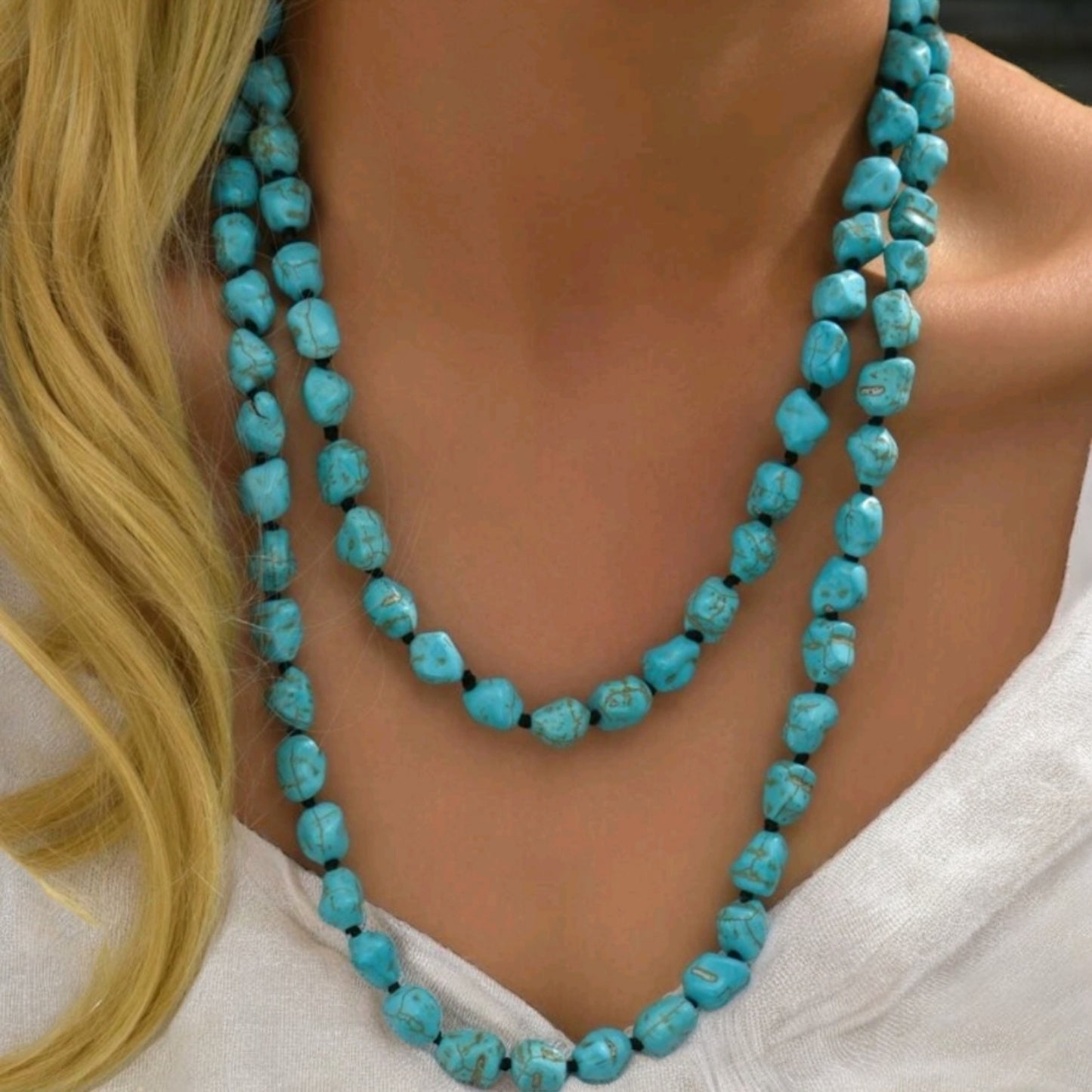 Crackled Perfection Faux Stone Long Strand Necklace