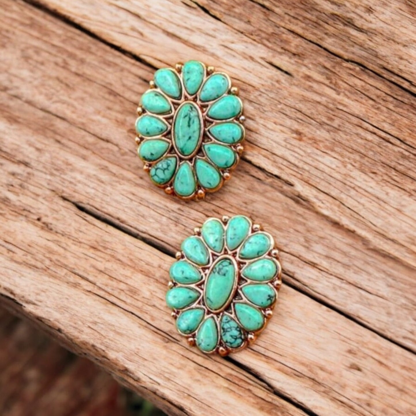 Copper Wind Cowgirl Blue Stud Earrings