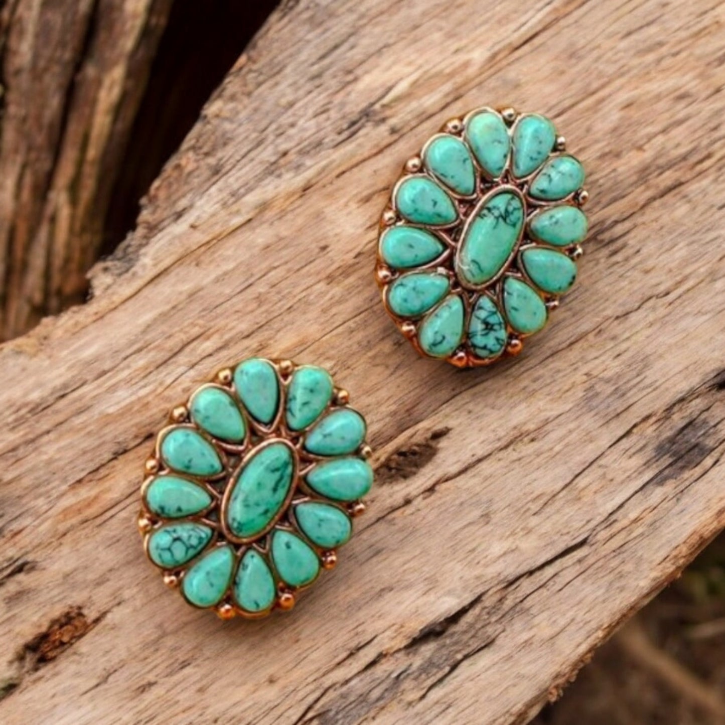 Copper Wind Cowgirl Blue Stud Earrings