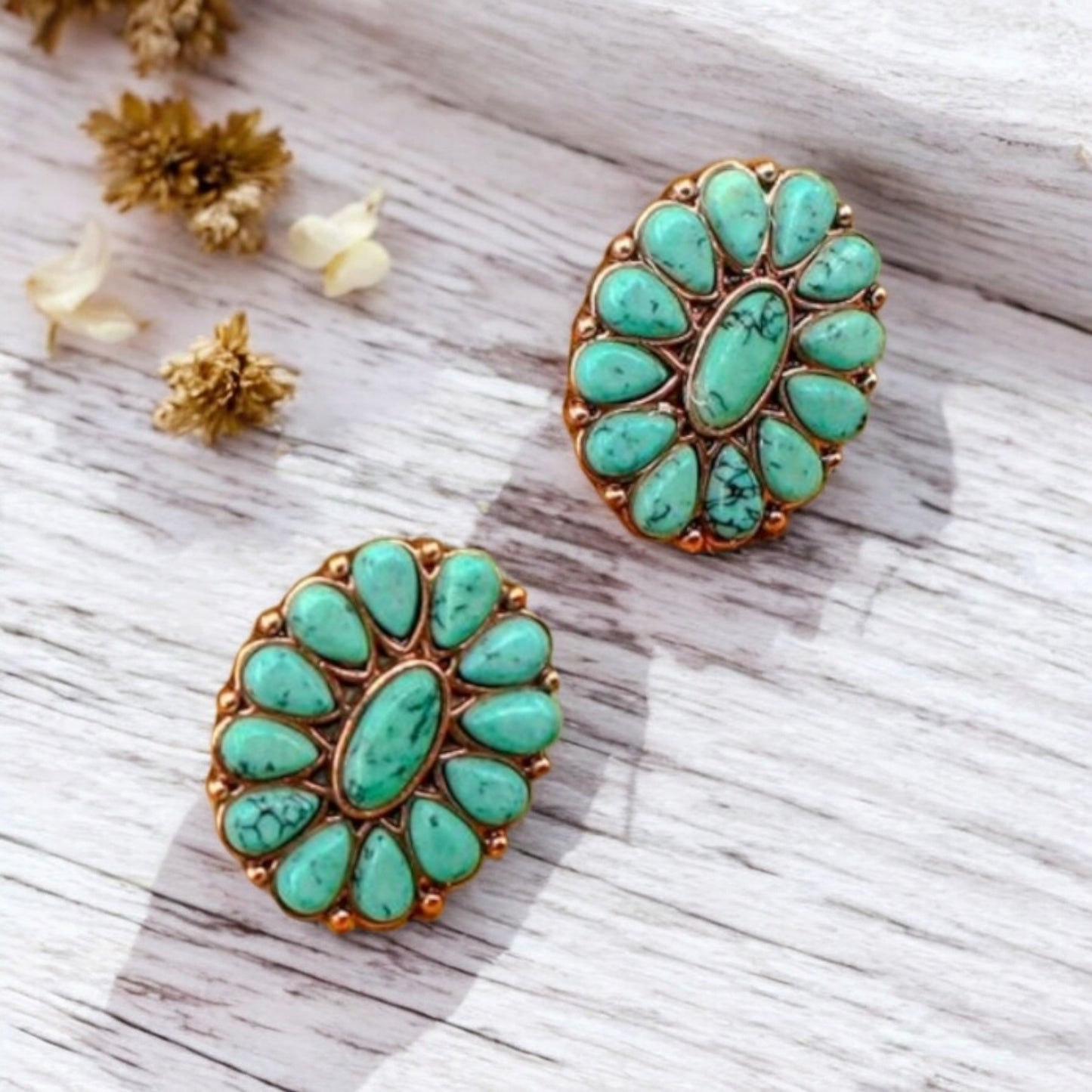 Copper Wind Cowgirl Blue Stud Earrings