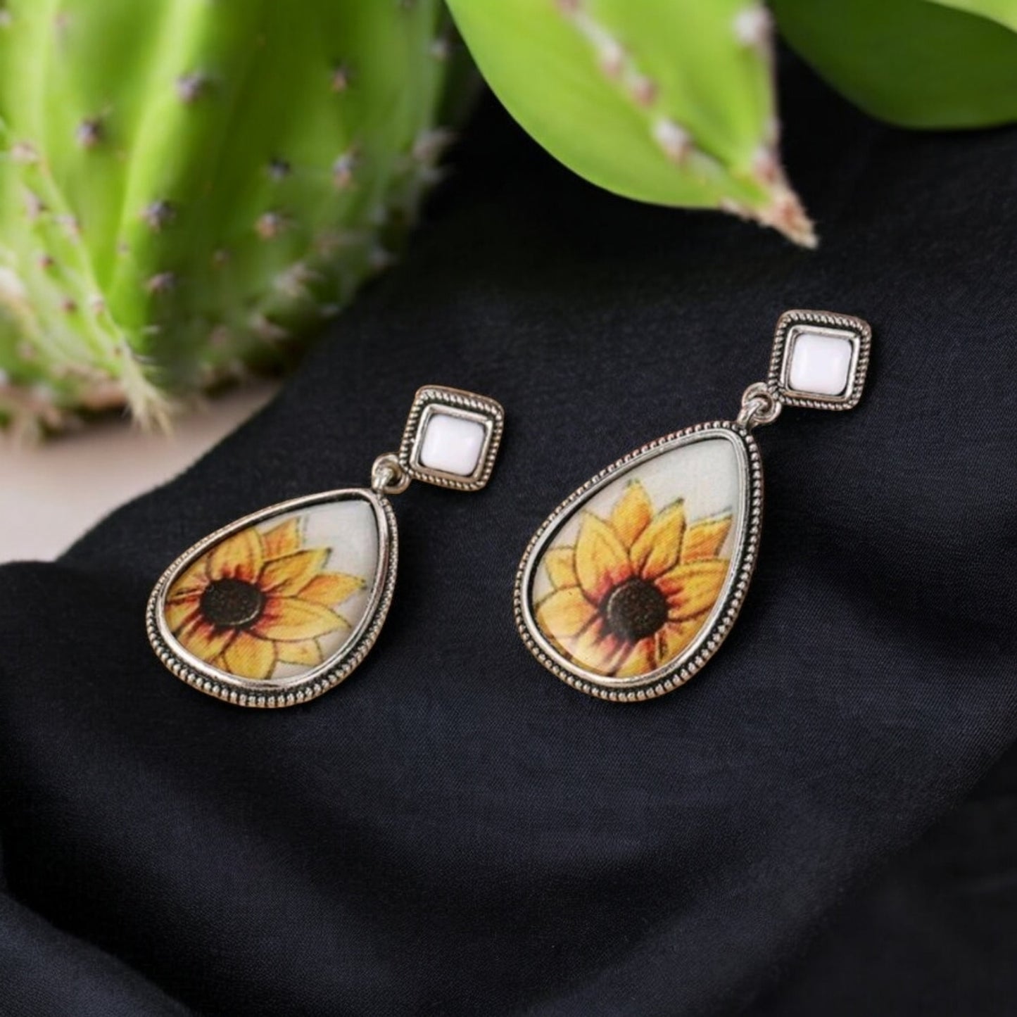 In A Field Of Sunflowers Drop Western Fashion Earrings