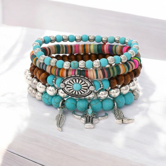 Wild West Bracelet Stack 5 Stretch Bracelets