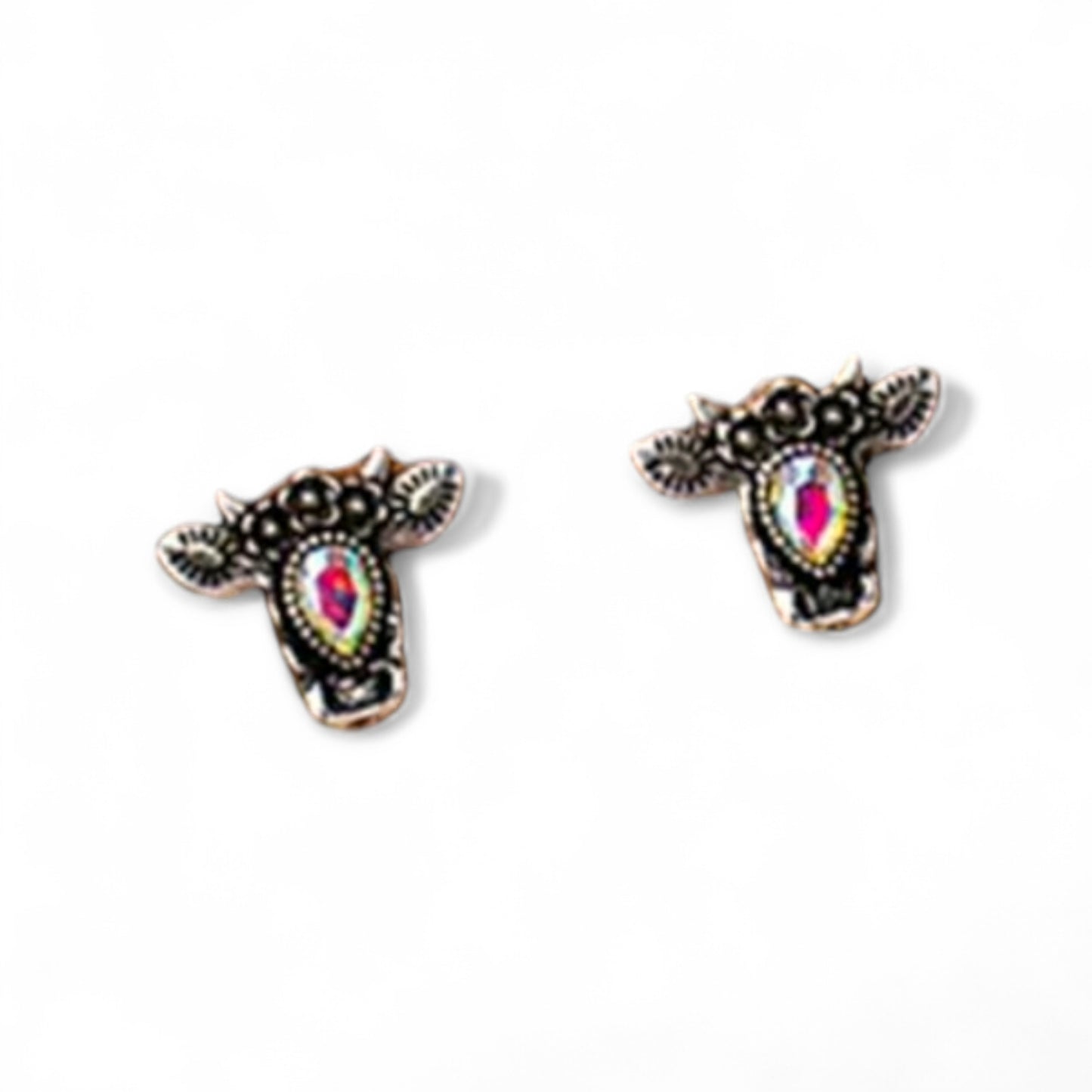 Queen on The Farm Stud Earrings With AB Rhinestone Center