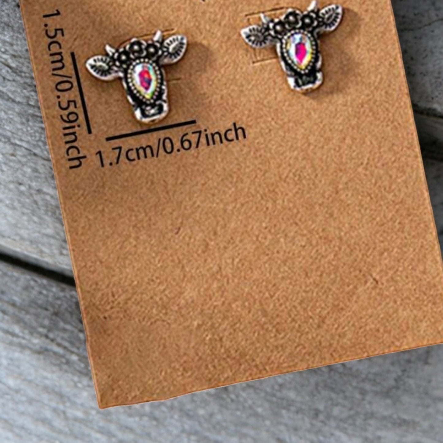 Queen on The Farm Stud Earrings With AB Rhinestone Center