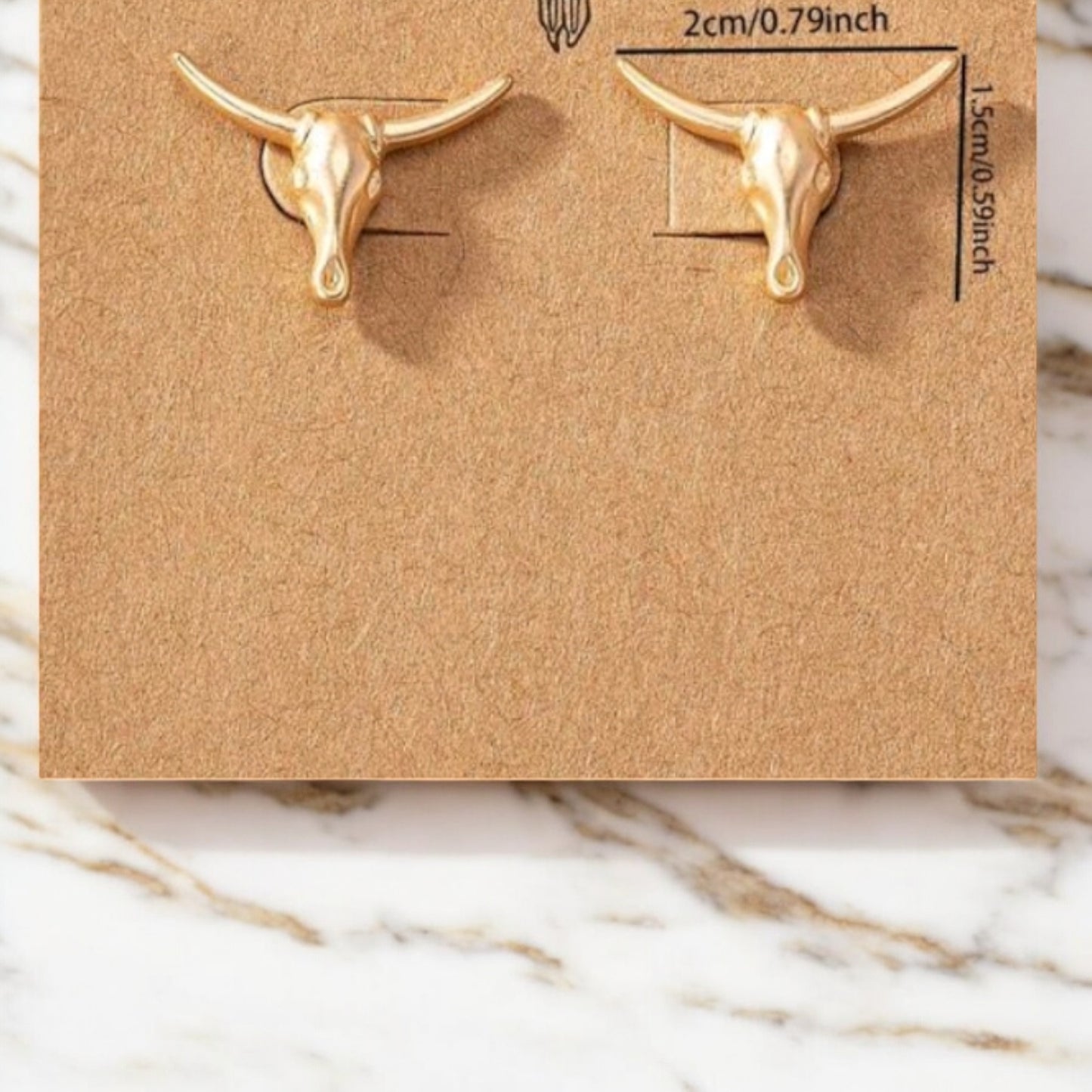 Prim And Polished Steer Head Matte Gold Stud Earrings