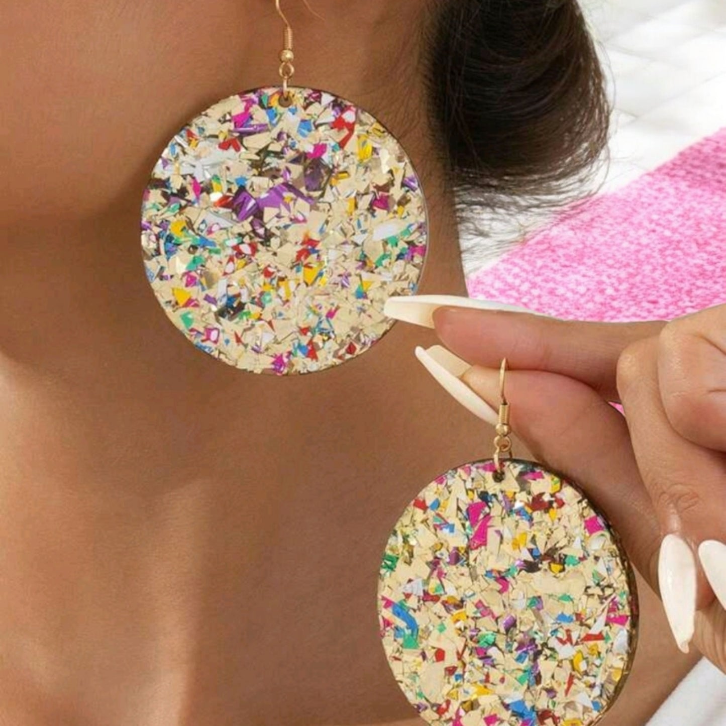 Glitter All Around Drop Fashion Earrings