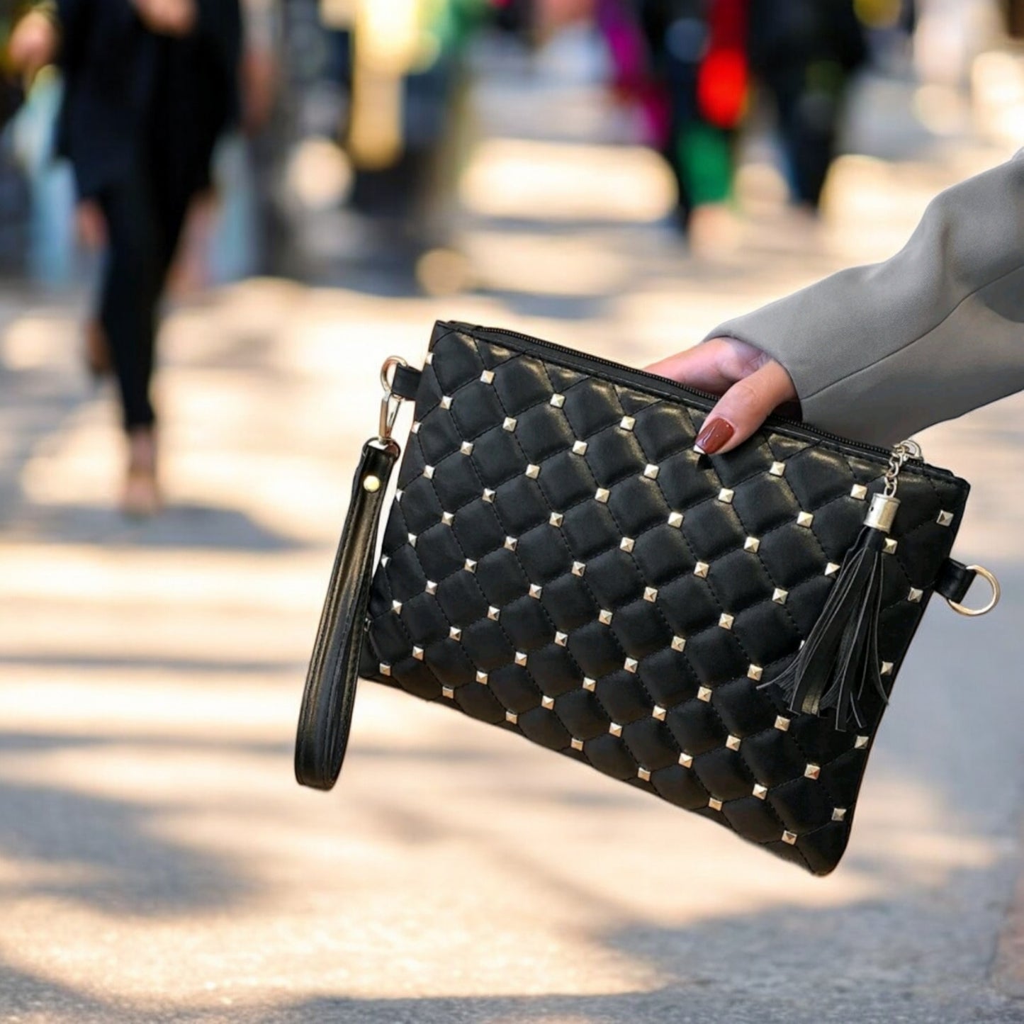 Out On The Town Rivetted Wristlet Clutch