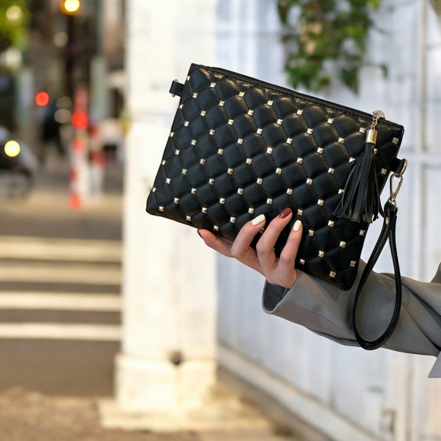 Out On The Town Rivetted Wristlet Clutch