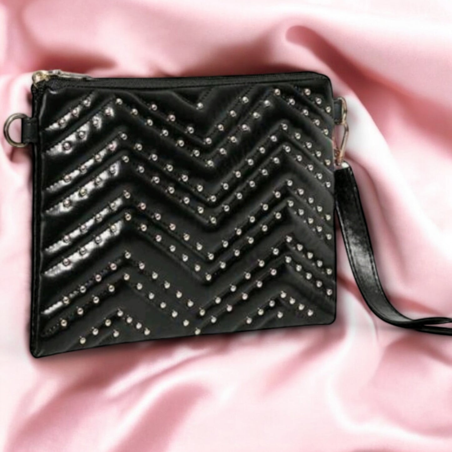 Into The City Studded Wristlet Clutch