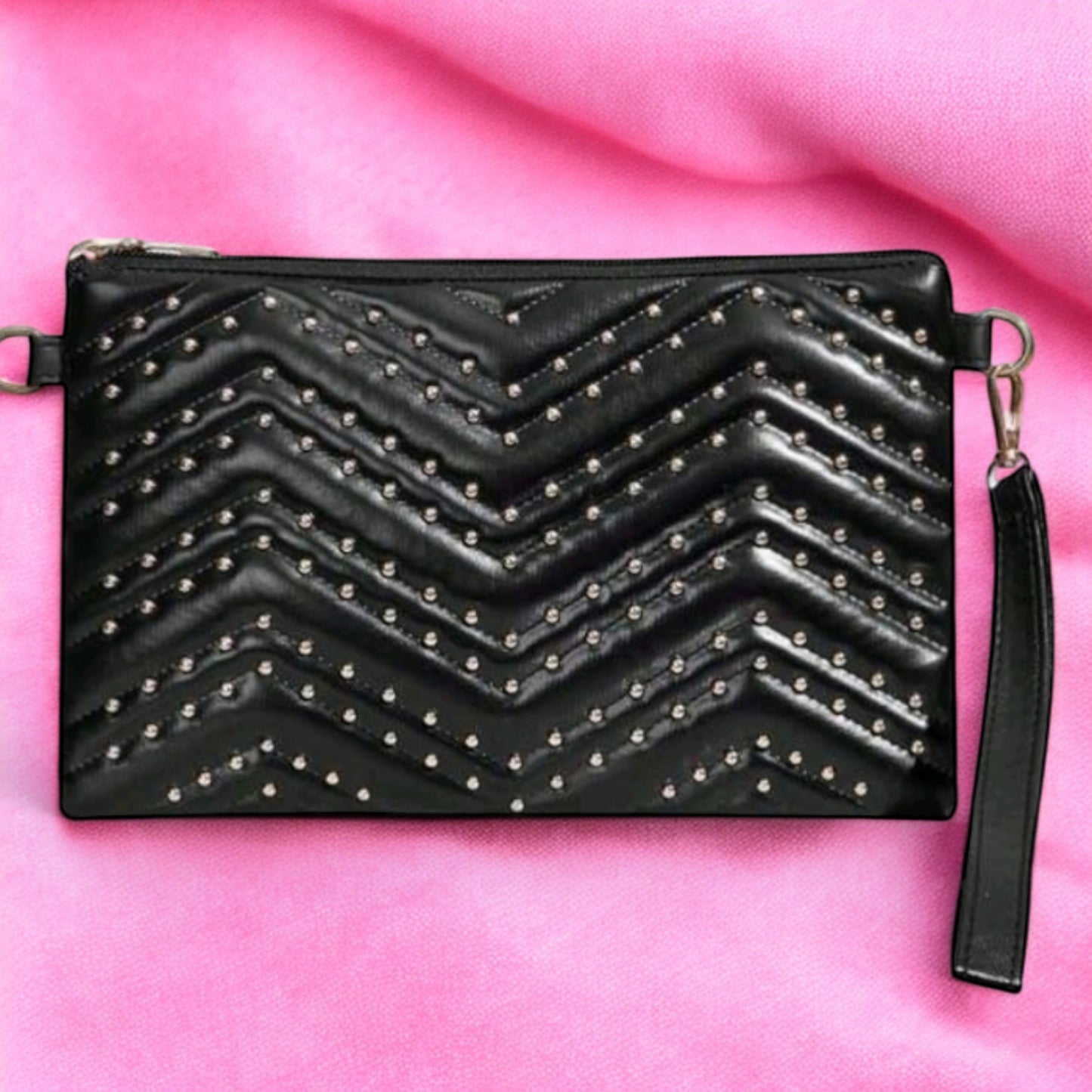 Into The City Studded Wristlet Clutch