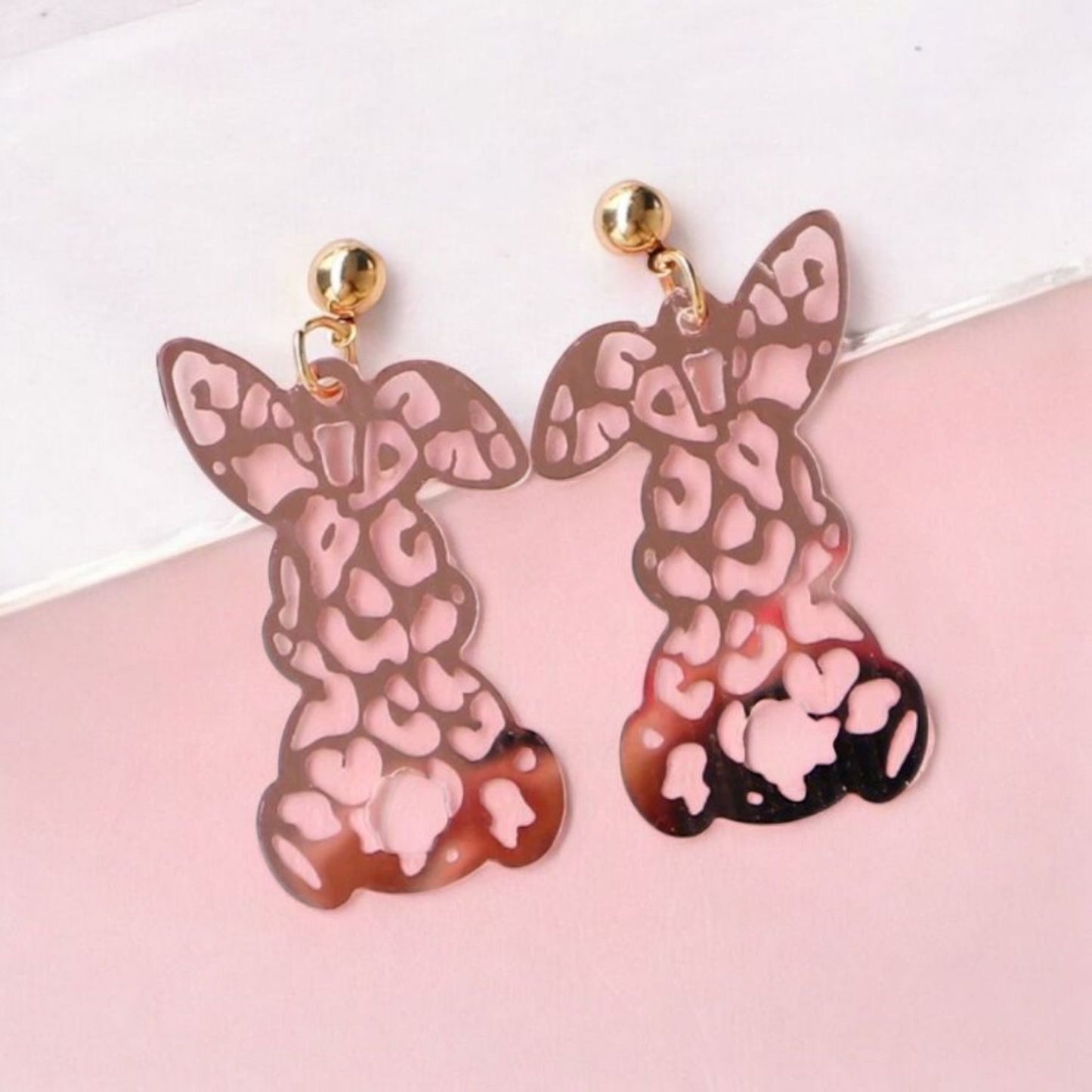 Rose Bunny Easter Holiday Earrings