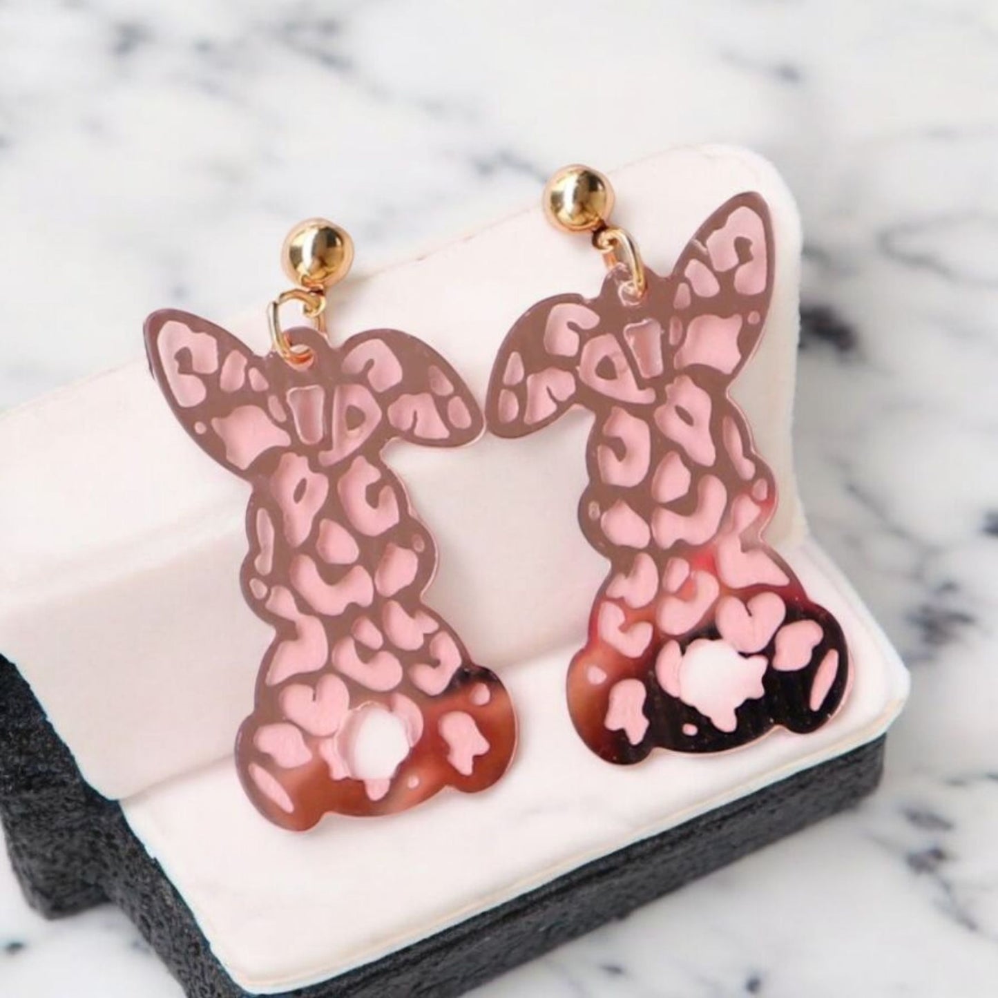 Rose Bunny Easter Holiday Earrings