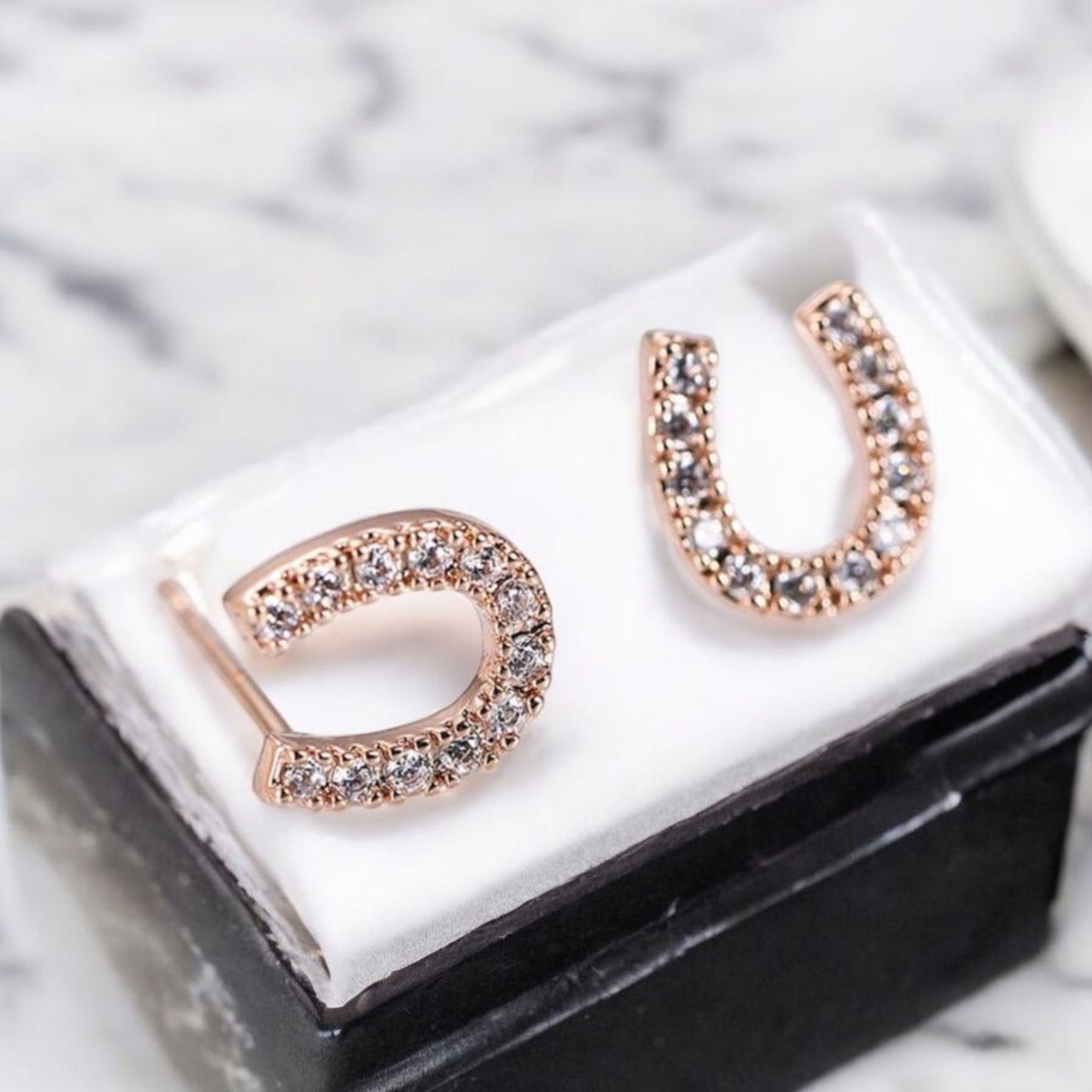 The Luckiest One of All Dainty Horseshoe Stud Earrings