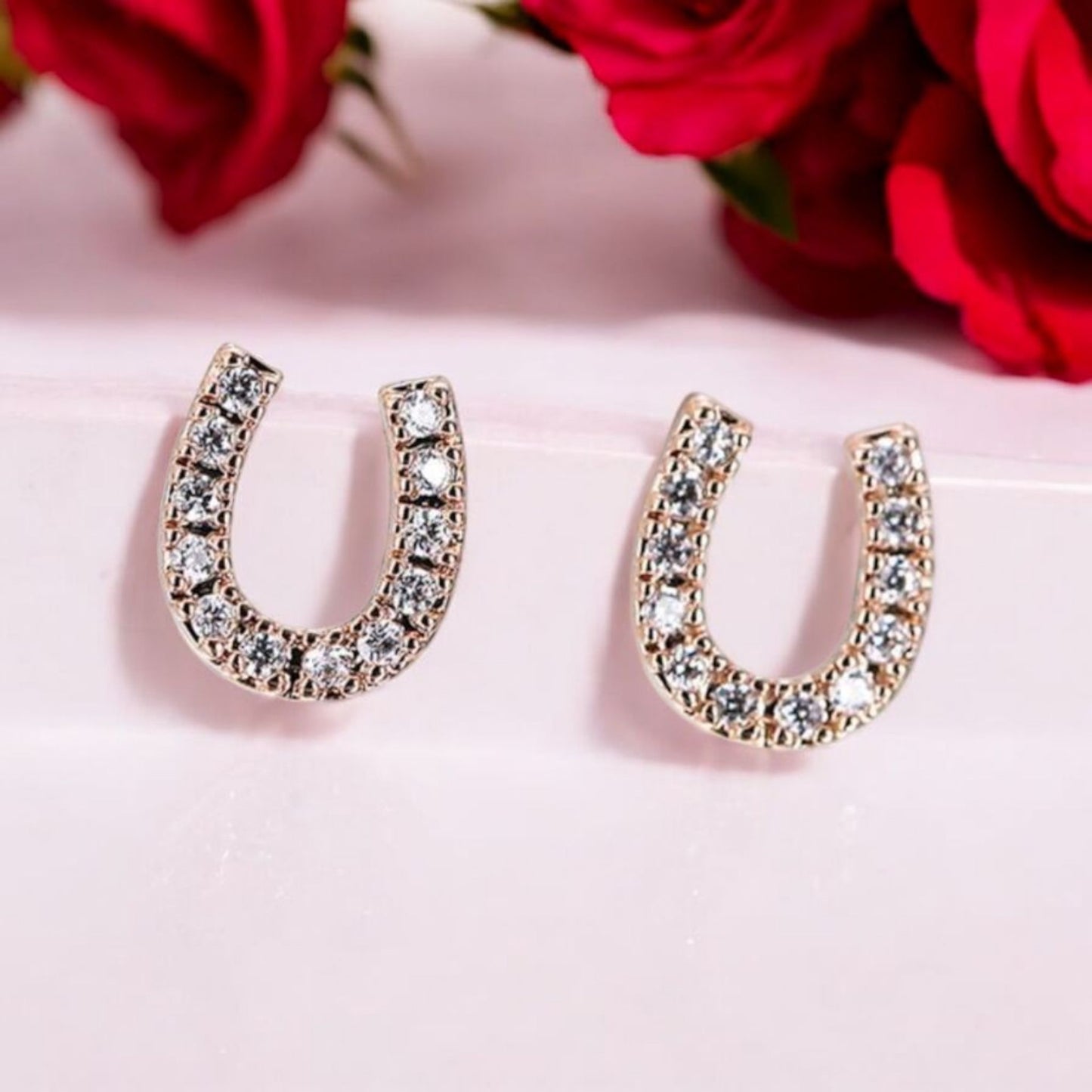 The Luckiest One of All Dainty Horseshoe Stud Earrings