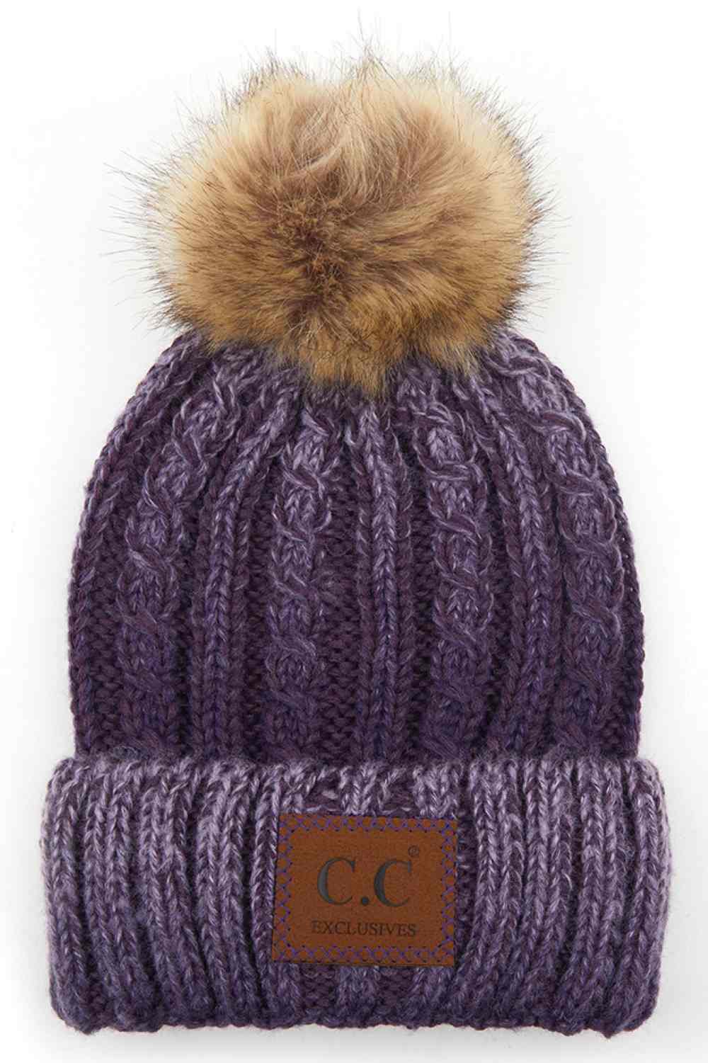 Everly Marled Cable Knit Pom Beanie