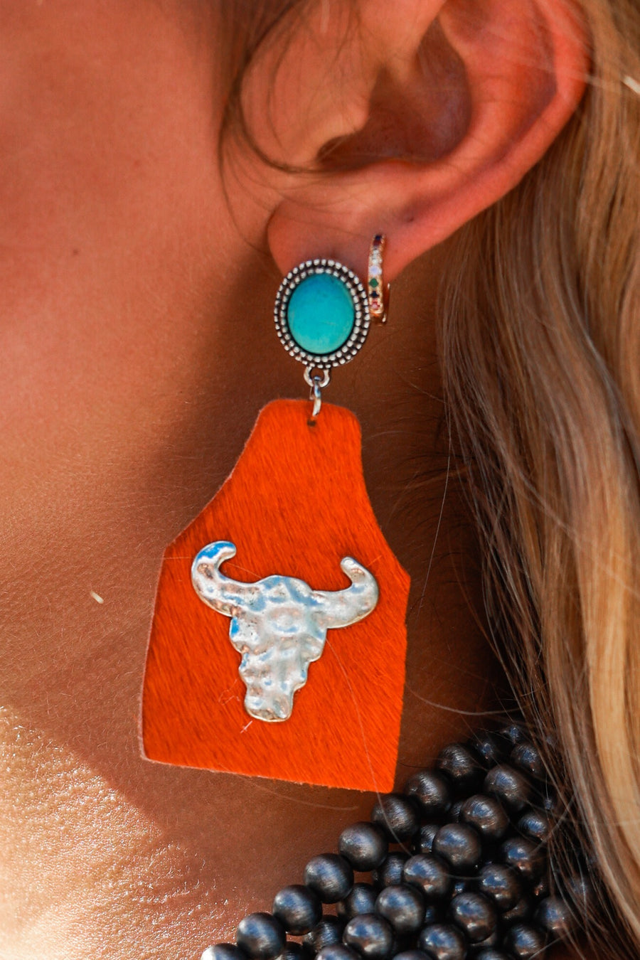 Take A Number Cowboy Cowskull Stud Earrings