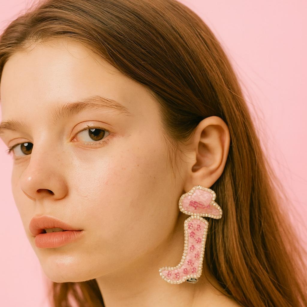 Kick Off The Pink Night Boot Earrings