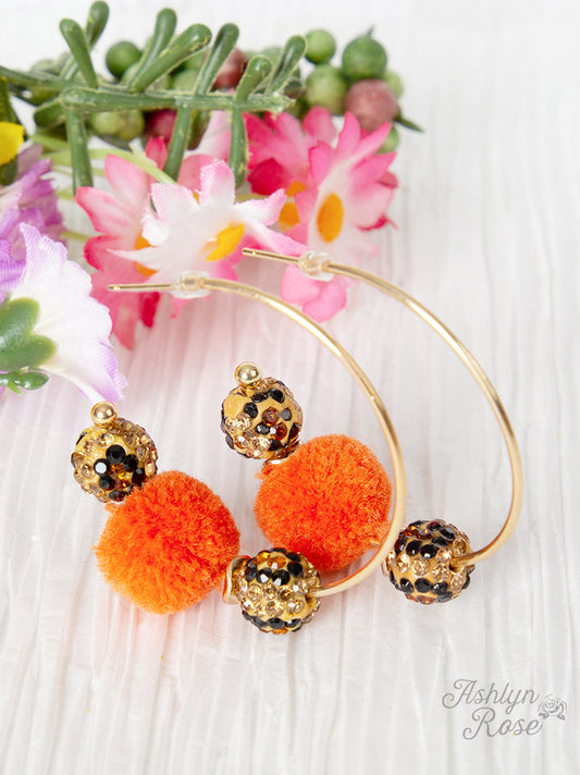 Crimson Orange Fuzzy Leopard Hoop Earrings