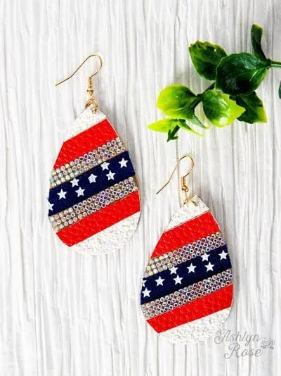 American Sparkle Tear Drop Earrings - The Bling Barn