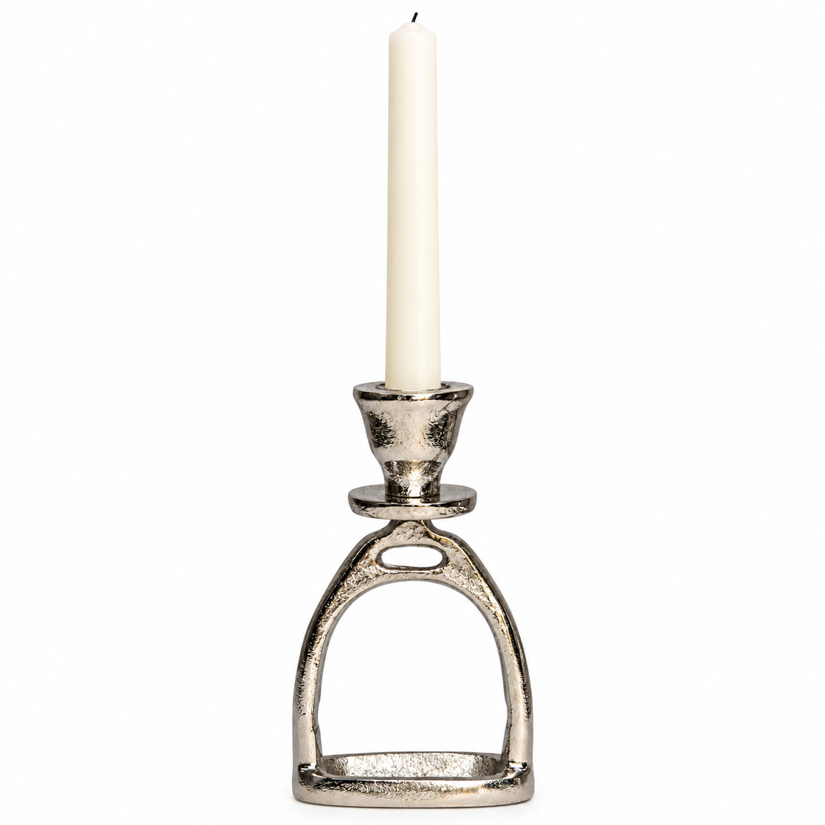 Huntley Equestrian Silver Stirrup Candlestick Holders – Set of 2