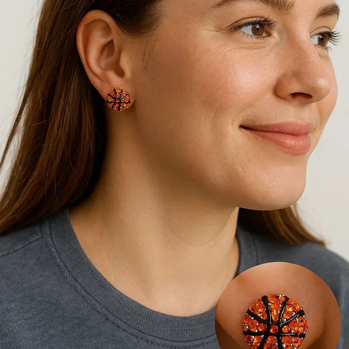 On Her Game Rhinestone Sports Stud Earrings