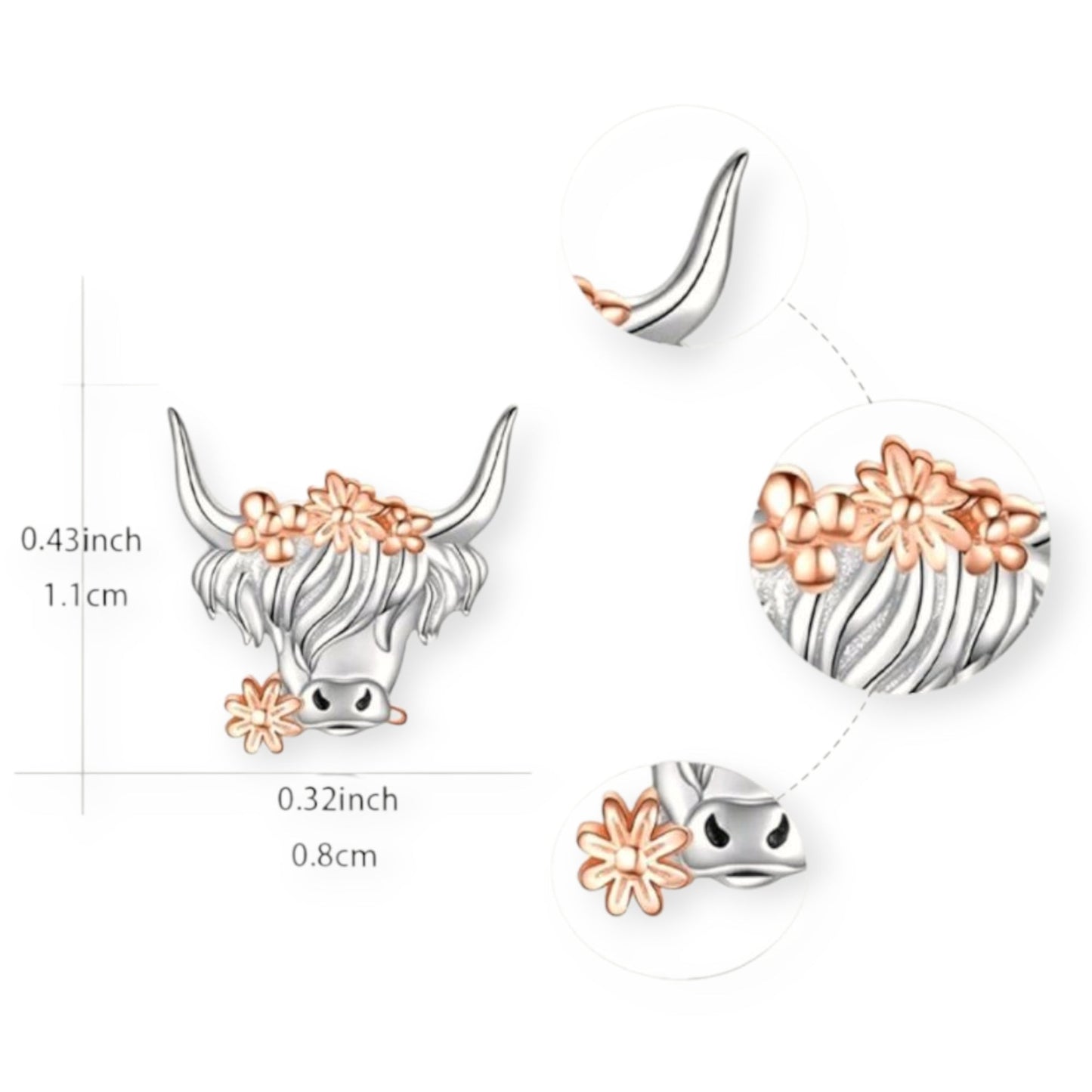 Highland Western Lovers Dainty Stud Earrings