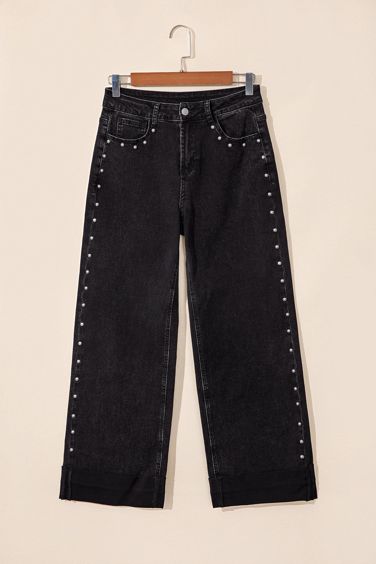 Midnight Row Studded Straight-Leg Jeans