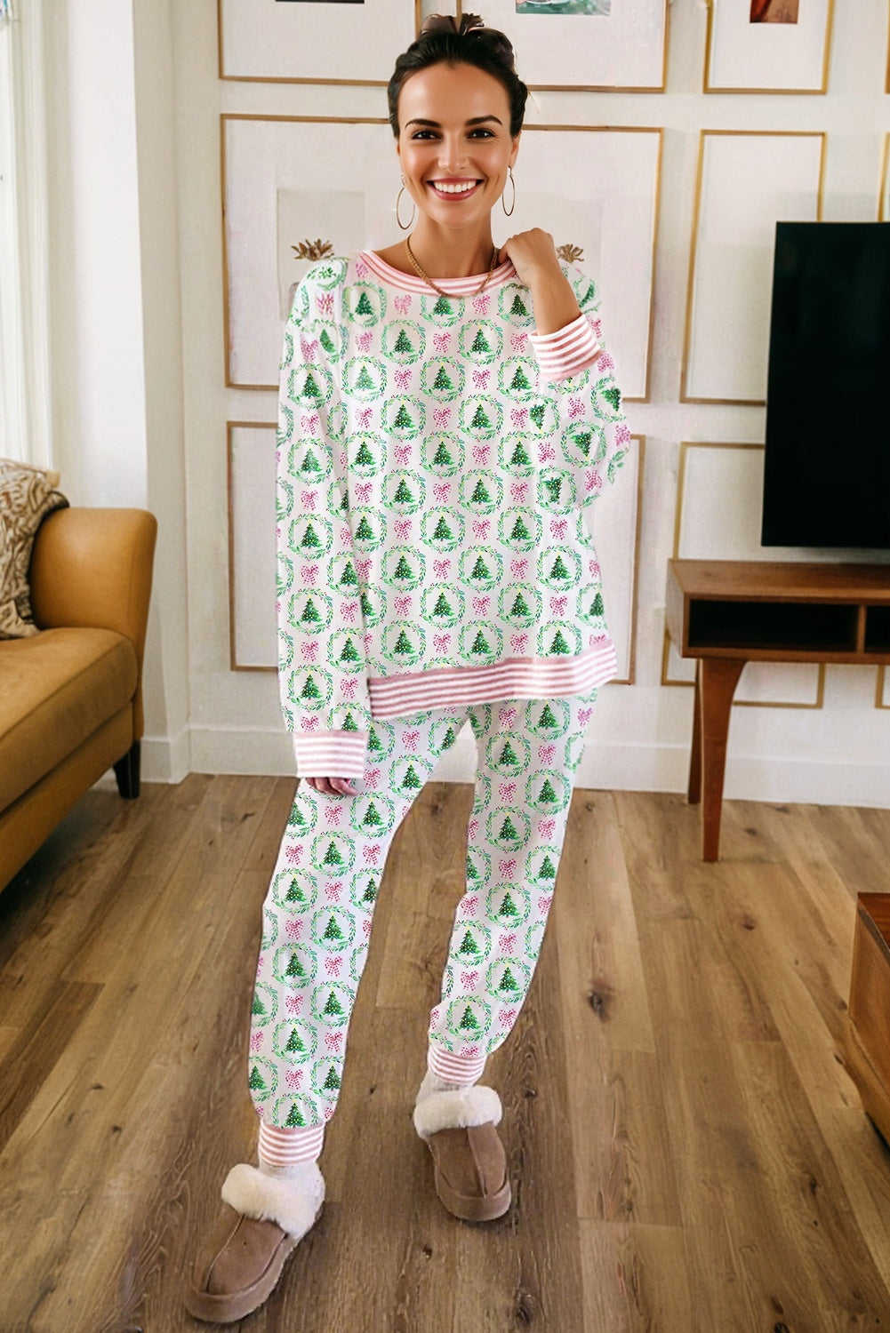 Merry Bow & Tree Pajama Set