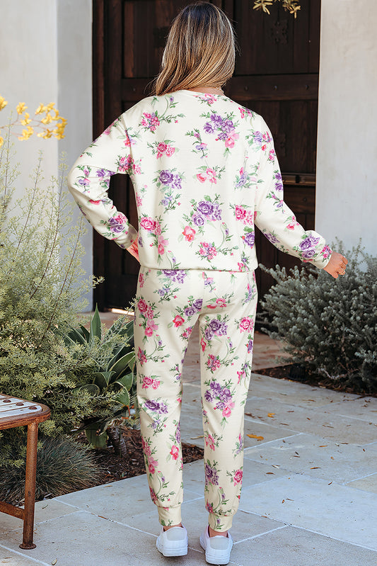 Bloom & Lounge Floral Set | Pullover & Drawstring Pants
