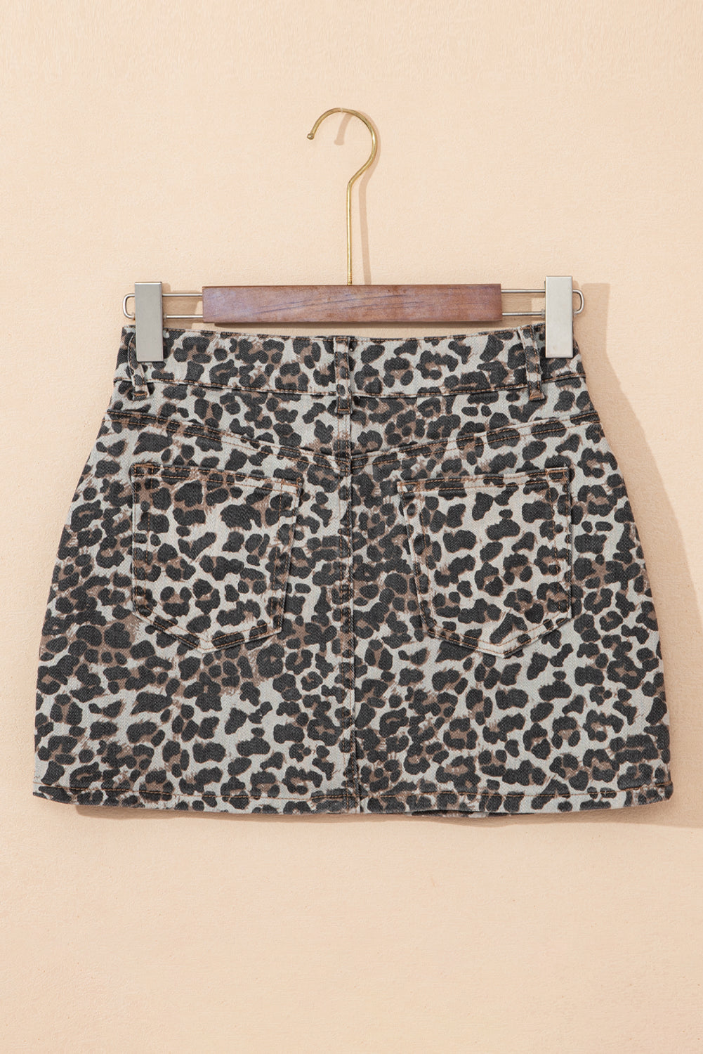 Leopard Denim Mini Skirt