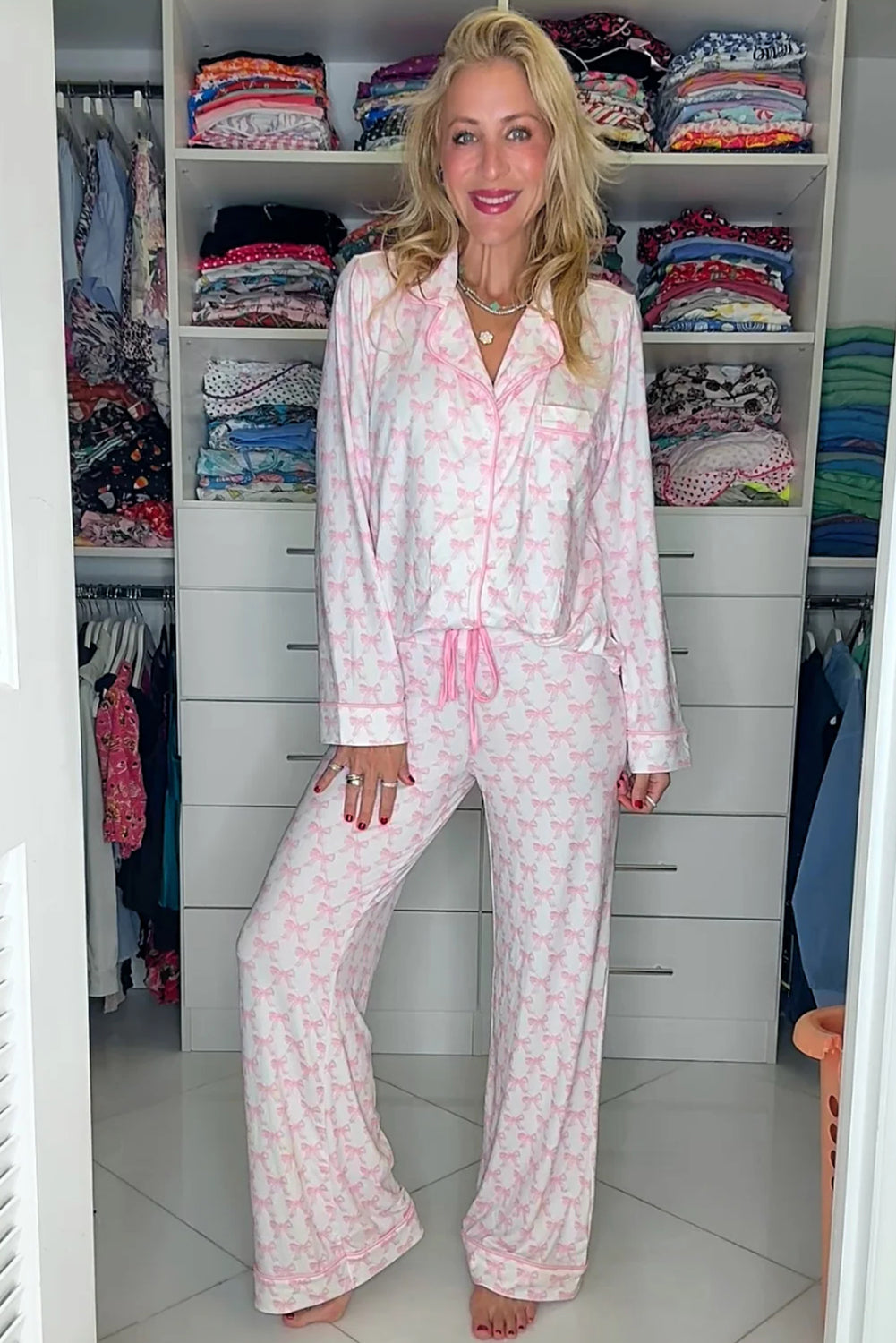 Blush Bow Cozy Pajama Set