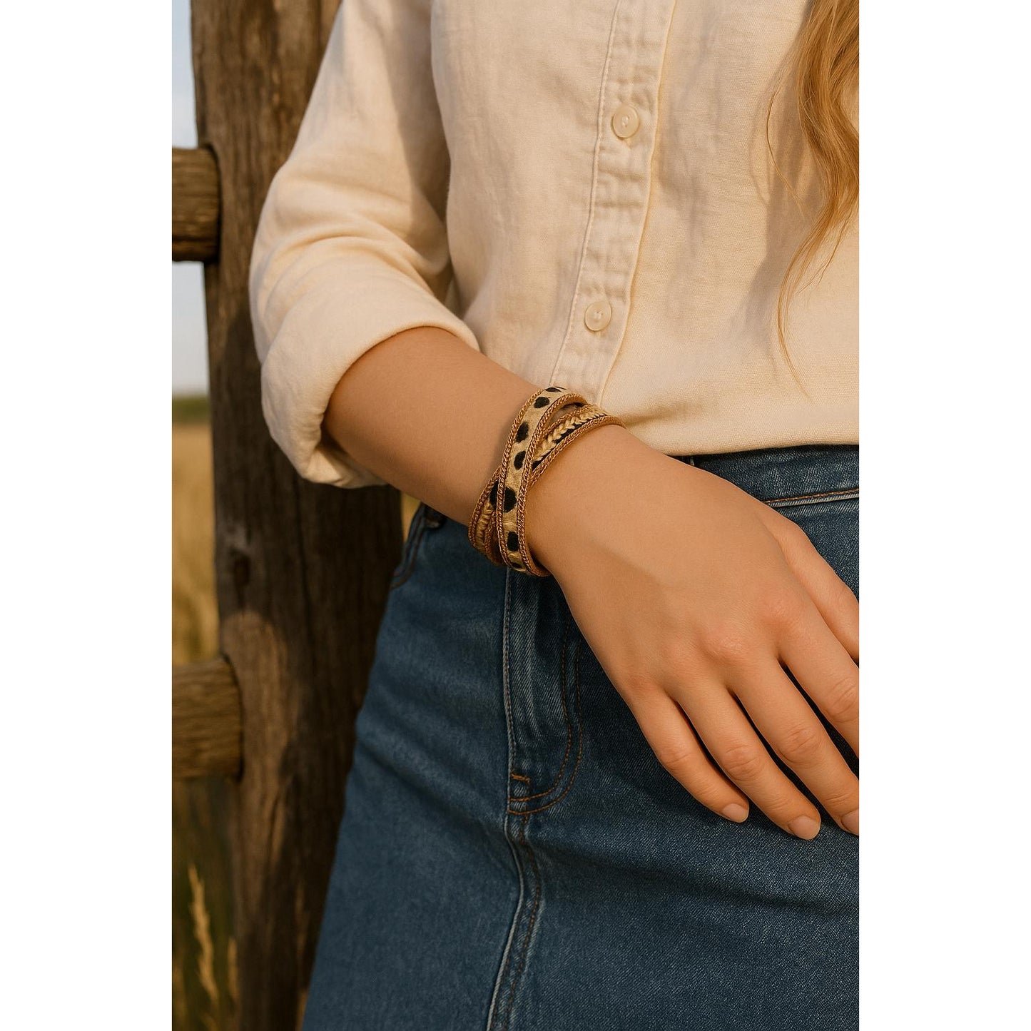 Wild Glam Leopard Wrap Bracelet