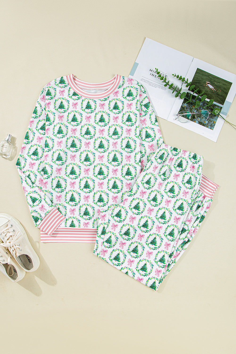 Merry Bow & Tree Pajama Set