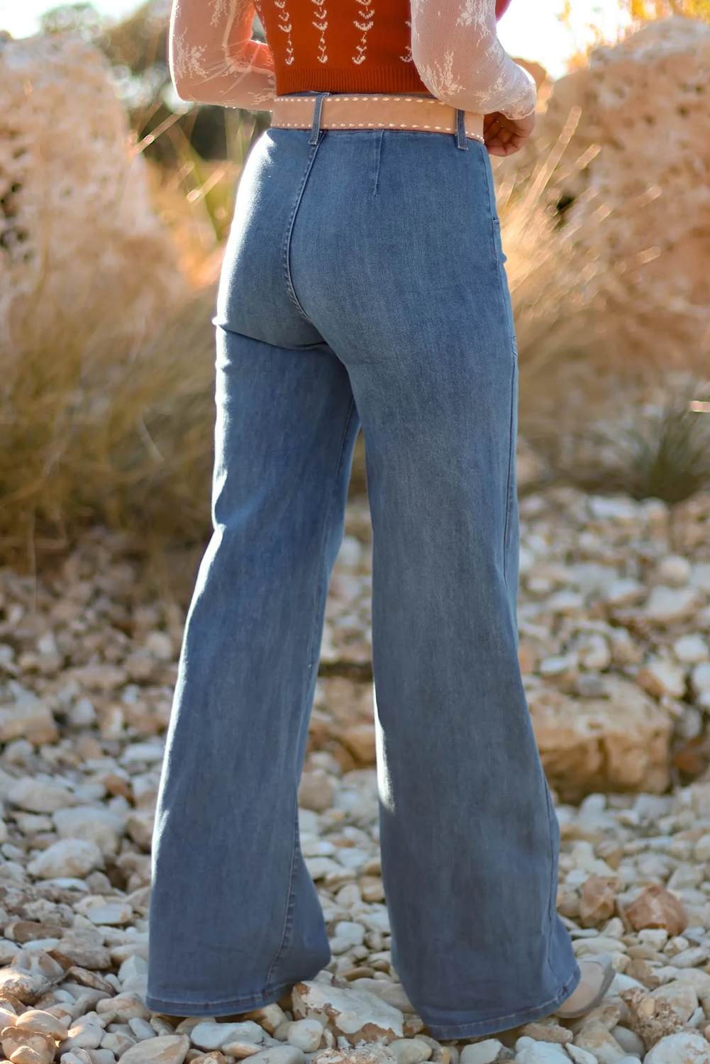 Ashleigh Blue Multi-Button High Waist Wide Leg Jeans – Women’s Denim with Front Pockets