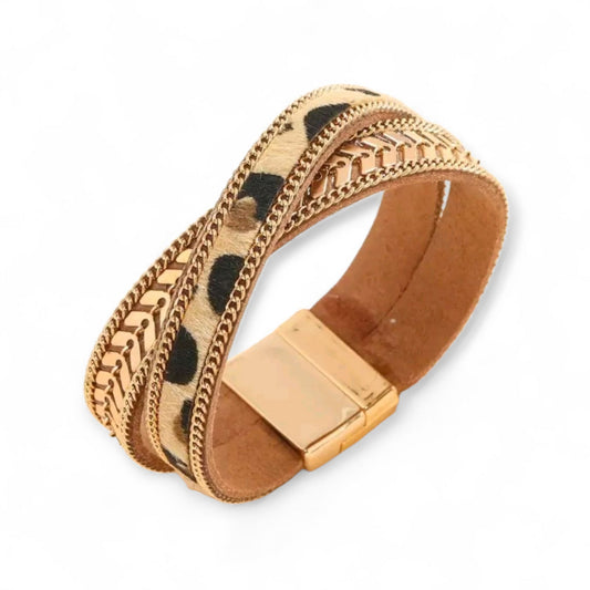 Wild Glam Leopard Wrap Bracelet